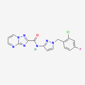 molecular formula C16H11ClFN7O B4666035 N~2~-[1-(2-CHLORO-4-FLUOROBENZYL)-1H-PYRAZOL-3-YL][1,2,4]TRIAZOLO[1,5-A]PYRIMIDINE-2-CARBOXAMIDE 