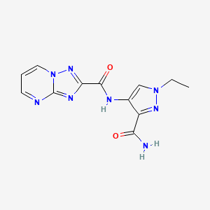 molecular formula C12H12N8O2 B4666231 N~2~-[3-(AMINOCARBONYL)-1-ETHYL-1H-PYRAZOL-4-YL][1,2,4]TRIAZOLO[1,5-A]PYRIMIDINE-2-CARBOXAMIDE 