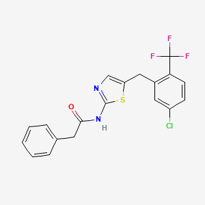 molecular formula C19H14ClF3N2OS B4666335 N-[5-[[5-chloro-2-(trifluoromethyl)phenyl]methyl]-1,3-thiazol-2-yl]-2-phenylacetamide 