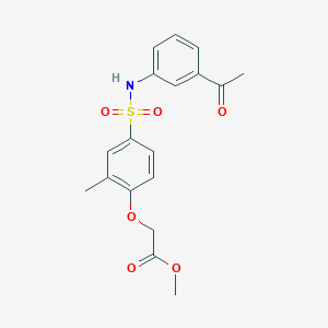molecular formula C18H19NO6S B4666418 Methyl 2-[4-[(3-acetylphenyl)sulfamoyl]-2-methylphenoxy]acetate 