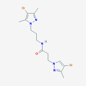 molecular formula C15H21Br2N5O B4666495 N~1~-[3-(4-BROMO-3,5-DIMETHYL-1H-PYRAZOL-1-YL)PROPYL]-3-(4-BROMO-3-METHYL-1H-PYRAZOL-1-YL)PROPANAMIDE 