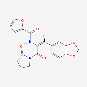 molecular formula C19H16N2O6 B4666501 N-[(1E)-1-(2H-1,3-Benzodioxol-5-YL)-3-oxo-3-(2-oxopyrrolidin-1-YL)prop-1-EN-2-YL]furan-2-carboxamide 