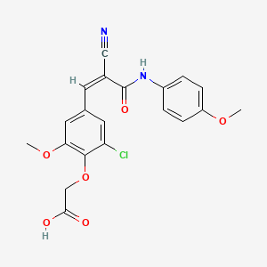 molecular formula C20H17ClN2O6 B4666503 2-[2-chloro-4-[(Z)-2-cyano-3-(4-methoxyanilino)-3-oxoprop-1-enyl]-6-methoxyphenoxy]acetic acid 
