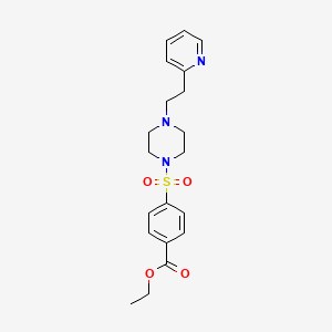 molecular formula C20H25N3O4S B4666537 Ethyl 4-({4-[2-(pyridin-2-yl)ethyl]piperazin-1-yl}sulfonyl)benzoate 