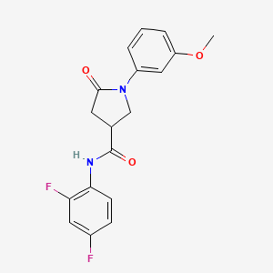 molecular formula C18H16F2N2O3 B4666642 N-(2,4-difluorophenyl)-1-(3-methoxyphenyl)-5-oxopyrrolidine-3-carboxamide 