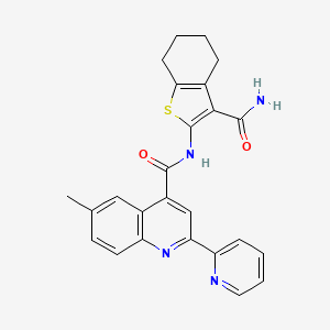 molecular formula C25H22N4O2S B4666720 N-(3-CARBAMOYL-4,5,6,7-TETRAHYDRO-1-BENZOTHIOPHEN-2-YL)-6-METHYL-2-(2-PYRIDINYL)-4-QUINOLINECARBOXAMIDE 