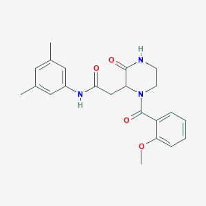 molecular formula C22H25N3O4 B4666768 N-(3,5-dimethylphenyl)-2-{1-[(2-methoxyphenyl)carbonyl]-3-oxopiperazin-2-yl}acetamide 