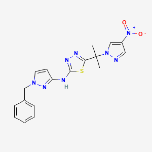 molecular formula C18H18N8O2S B4666775 N-(1-BENZYL-1H-PYRAZOL-3-YL)-N-{5-[1-METHYL-1-(4-NITRO-1H-PYRAZOL-1-YL)ETHYL]-1,3,4-THIADIAZOL-2-YL}AMINE 
