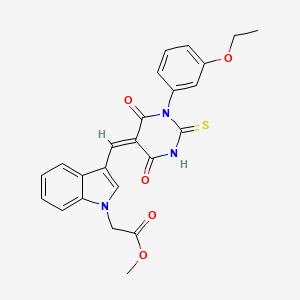 molecular formula C24H21N3O5S B4667418 methyl (3-{(E)-[1-(3-ethoxyphenyl)-4,6-dioxo-2-sulfanyl-1,6-dihydropyrimidin-5(4H)-ylidene]methyl}-1H-indol-1-yl)acetate CAS No. 348577-61-7