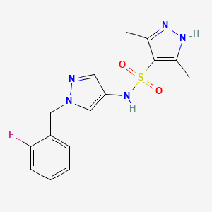 molecular formula C15H16FN5O2S B4667451 N~4~-[1-(2-FLUOROBENZYL)-1H-PYRAZOL-4-YL]-3,5-DIMETHYL-1H-PYRAZOLE-4-SULFONAMIDE 