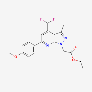 molecular formula C19H19F2N3O3 B4667658 ETHYL 2-[4-(DIFLUOROMETHYL)-6-(4-METHOXYPHENYL)-3-METHYL-1H-PYRAZOLO[3,4-B]PYRIDIN-1-YL]ACETATE 