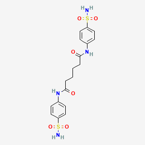 molecular formula C18H22N4O6S2 B4667741 N,N'-bis(4-sulfamoylphenyl)hexanediamide 