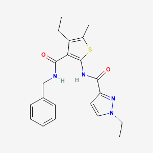 molecular formula C21H24N4O2S B4667744 N-[3-(benzylcarbamoyl)-4-ethyl-5-methylthiophen-2-yl]-1-ethyl-1H-pyrazole-3-carboxamide 