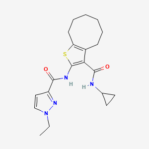 molecular formula C20H26N4O2S B4667937 N-[3-(CYCLOPROPYLCARBAMOYL)-4H5H6H7H8H9H-CYCLOOCTA[B]THIOPHEN-2-YL]-1-ETHYL-1H-PYRAZOLE-3-CARBOXAMIDE 