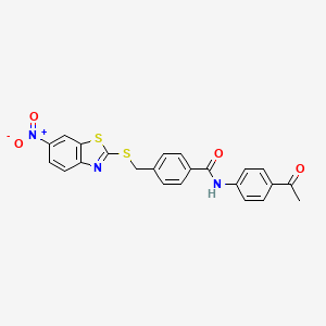molecular formula C23H17N3O4S2 B4668007 N-(4-acetylphenyl)-4-{[(6-nitro-1,3-benzothiazol-2-yl)sulfanyl]methyl}benzamide 