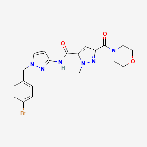 molecular formula C20H21BrN6O3 B4668044 N-[1-(4-BROMOBENZYL)-1H-PYRAZOL-3-YL]-1-METHYL-3-(MORPHOLINOCARBONYL)-1H-PYRAZOLE-5-CARBOXAMIDE 