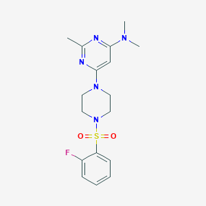 molecular formula C17H22FN5O2S B4668071 6-[4-(2-Fluorobenzenesulfonyl)piperazin-1-YL]-N,N,2-trimethylpyrimidin-4-amine 