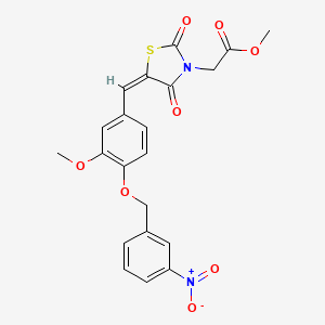 molecular formula C21H18N2O8S B4668185 methyl 2-[(5E)-5-[[3-methoxy-4-[(3-nitrophenyl)methoxy]phenyl]methylidene]-2,4-dioxo-1,3-thiazolidin-3-yl]acetate 