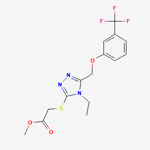 molecular formula C15H16F3N3O3S B4668234 METHYL 2-[(4-ETHYL-5-{[3-(TRIFLUOROMETHYL)PHENOXY]METHYL}-4H-1,2,4-TRIAZOL-3-YL)SULFANYL]ACETATE 