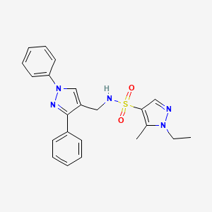 molecular formula C22H23N5O2S B4668352 N~4~-[(1,3-DIPHENYL-1H-PYRAZOL-4-YL)METHYL]-1-ETHYL-5-METHYL-1H-PYRAZOLE-4-SULFONAMIDE 