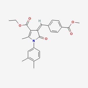 molecular formula C25H25NO5 B4668439 ETHYL (4Z)-1-(3,4-DIMETHYLPHENYL)-4-{[4-(METHOXYCARBONYL)PHENYL]METHYLIDENE}-2-METHYL-5-OXO-4,5-DIHYDRO-1H-PYRROLE-3-CARBOXYLATE 