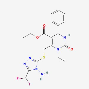 molecular formula C19H22F2N6O3S B4668473 ETHYL 6-({[4-AMINO-5-(DIFLUOROMETHYL)-4H-1,2,4-TRIAZOL-3-YL]SULFANYL}METHYL)-1-ETHYL-2-OXO-4-PHENYL-1,2,3,4-TETRAHYDRO-5-PYRIMIDINECARBOXYLATE 