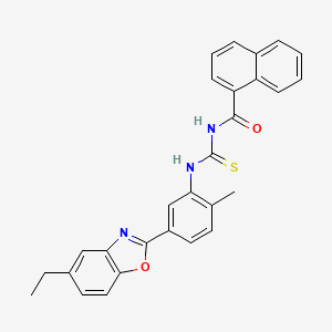 molecular formula C28H23N3O2S B4668577 N-{[5-(5-ethyl-1,3-benzoxazol-2-yl)-2-methylphenyl]carbamothioyl}naphthalene-1-carboxamide 
