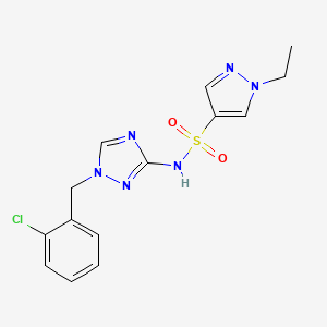 molecular formula C14H15ClN6O2S B4668670 N~4~-[1-(2-CHLOROBENZYL)-1H-1,2,4-TRIAZOL-3-YL]-1-ETHYL-1H-PYRAZOLE-4-SULFONAMIDE 