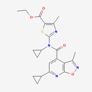 molecular formula C21H22N4O4S B4669117 ethyl 2-{cyclopropyl[(6-cyclopropyl-3-methylisoxazolo[5,4-b]pyridin-4-yl)carbonyl]amino}-4-methyl-1,3-thiazole-5-carboxylate 