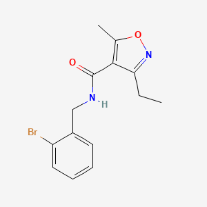 molecular formula C14H15BrN2O2 B4669264 N-[(2-BROMOPHENYL)METHYL]-3-ETHYL-5-METHYL-12-OXAZOLE-4-CARBOXAMIDE 