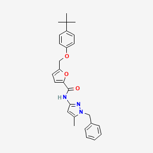 molecular formula C27H29N3O3 B4669343 N-(1-BENZYL-5-METHYL-1H-PYRAZOL-3-YL)-5-{[4-(TERT-BUTYL)PHENOXY]METHYL}-2-FURAMIDE 