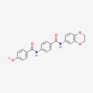 molecular formula C23H20N2O5 B4669477 N-(2,3-dihydro-1,4-benzodioxin-6-yl)-4-[(4-methoxybenzoyl)amino]benzamide 