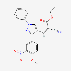 molecular formula C22H18N4O5 B4669553 ethyl (Z)-2-cyano-3-[3-(4-methoxy-3-nitrophenyl)-1-phenylpyrazol-4-yl]prop-2-enoate 
