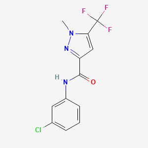 molecular formula C12H9ClF3N3O B4669619 N-(3-chlorophenyl)-1-methyl-5-(trifluoromethyl)-1H-pyrazole-3-carboxamide 