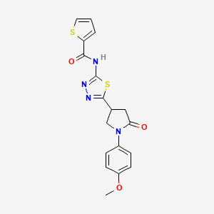 molecular formula C18H16N4O3S2 B4669855 N-{5-[1-(4-methoxyphenyl)-5-oxopyrrolidin-3-yl]-1,3,4-thiadiazol-2-yl}thiophene-2-carboxamide 