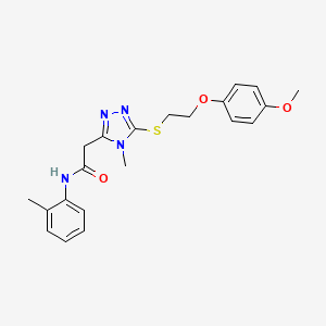 molecular formula C21H24N4O3S B4670229 2-[5-[2-(4-methoxyphenoxy)ethylsulfanyl]-4-methyl-1,2,4-triazol-3-yl]-N-(2-methylphenyl)acetamide 
