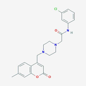molecular formula C23H24ClN3O3 B4670435 N-(3-chlorophenyl)-2-{4-[(7-methyl-2-oxo-2H-chromen-4-yl)methyl]piperazin-1-yl}acetamide 