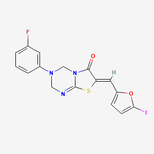 molecular formula C16H11FIN3O2S B4670548 (7Z)-3-(3-fluorophenyl)-7-[(5-iodofuran-2-yl)methylidene]-3,4-dihydro-2H-[1,3]thiazolo[3,2-a][1,3,5]triazin-6(7H)-one 