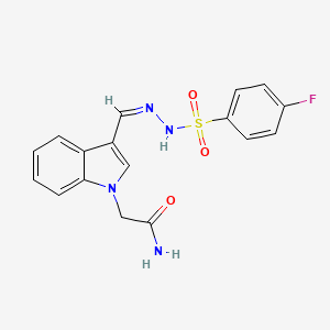 molecular formula C17H15FN4O3S B4670632 2-(3-{2-[(4-fluorophenyl)sulfonyl]carbonohydrazonoyl}-1H-indol-1-yl)acetamide 