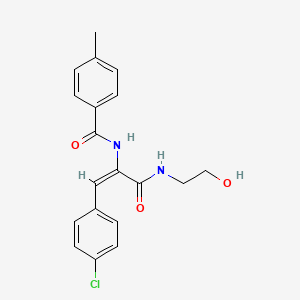 molecular formula C19H19ClN2O3 B4670700 N-[(E)-1-(4-chlorophenyl)-3-(2-hydroxyethylamino)-3-oxoprop-1-en-2-yl]-4-methylbenzamide 