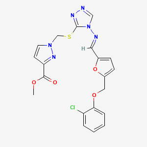 molecular formula C20H17ClN6O4S B4670768 METHYL 1-[({4-[((E)-1-{5-[(2-CHLOROPHENOXY)METHYL]-2-FURYL}METHYLIDENE)AMINO]-4H-1,2,4-TRIAZOL-3-YL}SULFANYL)METHYL]-1H-PYRAZOLE-3-CARBOXYLATE 
