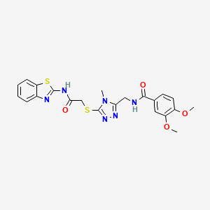 molecular formula C22H22N6O4S2 B4671014 N-[(5-{[2-(1,3-benzothiazol-2-ylamino)-2-oxoethyl]sulfanyl}-4-methyl-4H-1,2,4-triazol-3-yl)methyl]-3,4-dimethoxybenzamide 