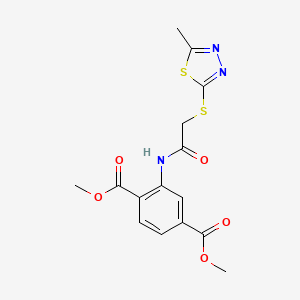 molecular formula C15H15N3O5S2 B4672163 Dimethyl 2-[[2-[(5-methyl-1,3,4-thiadiazol-2-yl)sulfanyl]acetyl]amino]benzene-1,4-dicarboxylate 