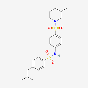 molecular formula C22H30N2O4S2 B4672227 N-{4-[(3-methylpiperidin-1-yl)sulfonyl]phenyl}-4-(2-methylpropyl)benzenesulfonamide 
