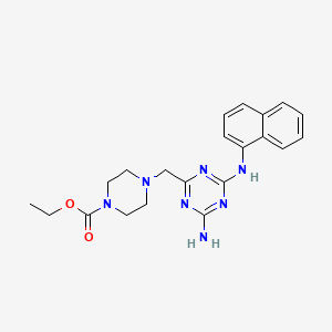 molecular formula C21H25N7O2 B4672252 Ethyl 4-{[4-amino-6-(naphthalen-1-ylamino)-1,3,5-triazin-2-yl]methyl}piperazine-1-carboxylate 