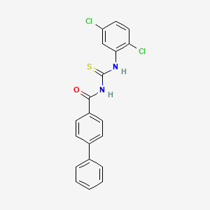 molecular formula C20H14Cl2N2OS B4672268 N-[(2,5-dichlorophenyl)carbamothioyl]biphenyl-4-carboxamide 