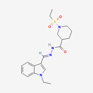 molecular formula C19H26N4O3S B4672334 N'-[(E)-(1-ethyl-1H-indol-3-yl)methylidene]-1-(ethylsulfonyl)piperidine-3-carbohydrazide 