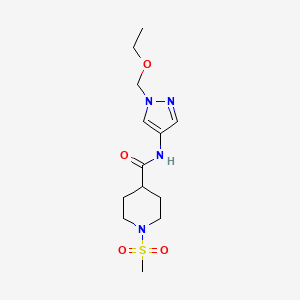molecular formula C13H22N4O4S B4672398 N~4~-[1-(ETHOXYMETHYL)-1H-PYRAZOL-4-YL]-1-(METHYLSULFONYL)-4-PIPERIDINECARBOXAMIDE 