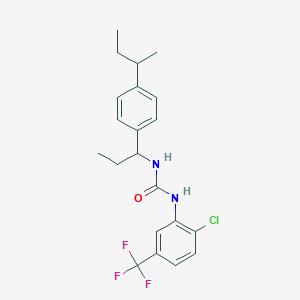 molecular formula C21H24ClF3N2O B4672443 N-{1-[4-(SEC-BUTYL)PHENYL]PROPYL}-N'-[2-CHLORO-5-(TRIFLUOROMETHYL)PHENYL]UREA 