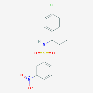 molecular formula C15H15ClN2O4S B4672543 N-[1-(4-CHLOROPHENYL)PROPYL]-3-NITROBENZENE-1-SULFONAMIDE 